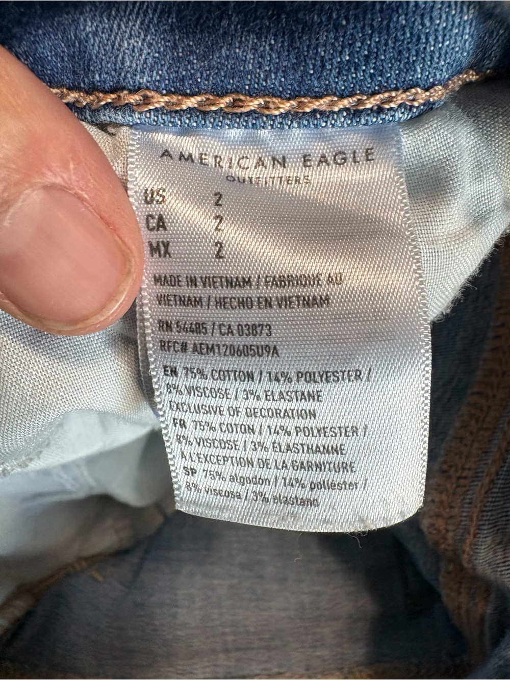 American Eagle Curvy Hi-Rise Shortie Size 2 Button Fly Med.Wash Stretch Summer - Picture 4 of 11